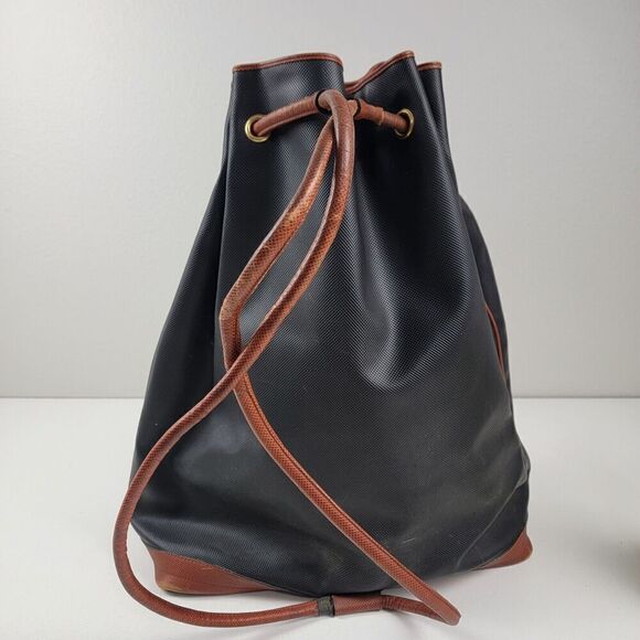 Bottega Veneta Black Drawstring Backpack with Brown Trim main image 10